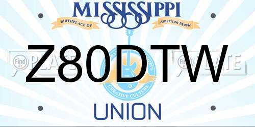 Z80DTW Mississippi License Plate