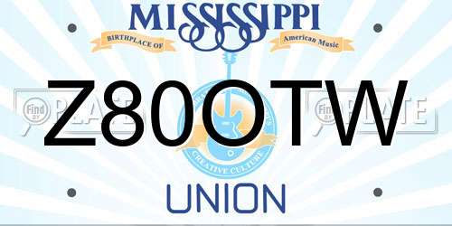 Z80OTW Mississippi License Plate