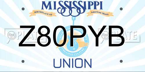 Z80PYB Mississippi License Plate