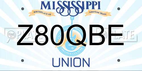 Z80QBE Mississippi License Plate