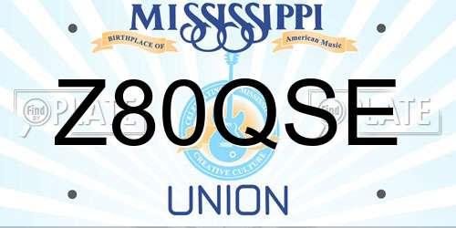 Z80QSE Mississippi License Plate