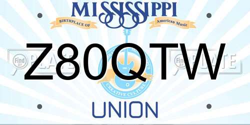 Z80QTW Mississippi License Plate
