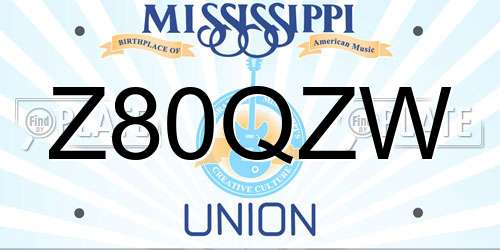 Z80QZW Mississippi License Plate