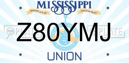 Z80YMJ Mississippi License Plate