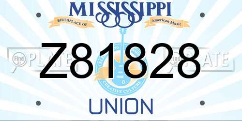 Z81828 Mississippi License Plate