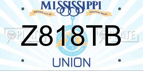 Z818TB Mississippi License Plate