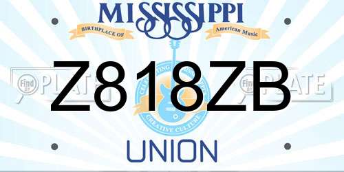 Z818ZB Mississippi License Plate
