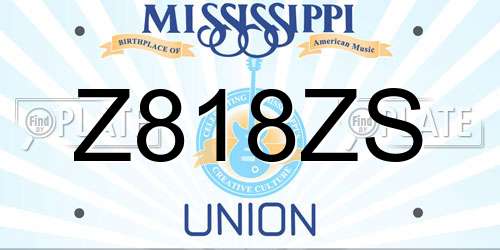 Z818ZS Mississippi License Plate