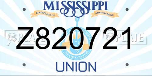 Z820721 Mississippi License Plate