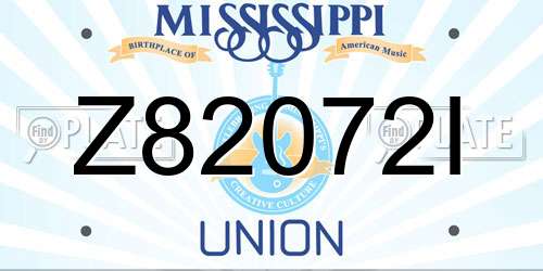 Z82072I Mississippi License Plate