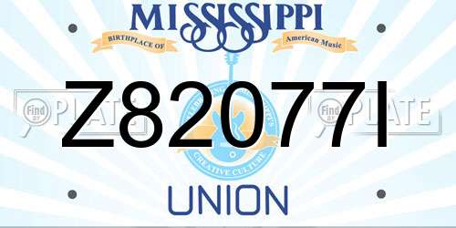 Z82077I Mississippi License Plate