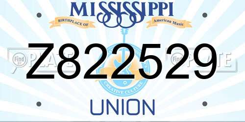 Z822529 Mississippi License Plate