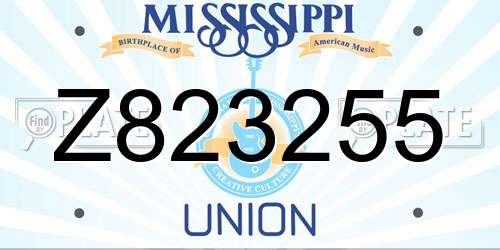 Z823255 Mississippi License Plate