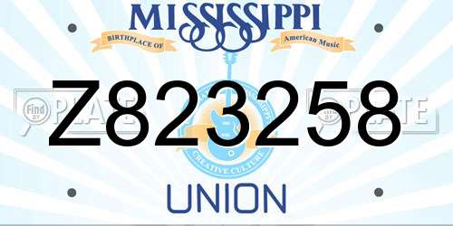 Z823258 Mississippi License Plate