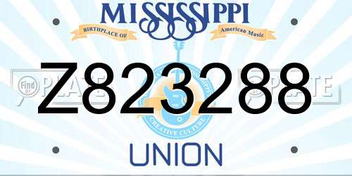 Z823288 Mississippi License Plate