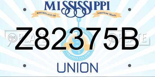 Z82375B Mississippi License Plate