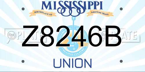 Z8246B Mississippi License Plate