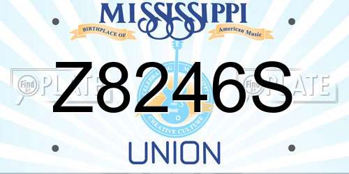 Z8246S Mississippi License Plate