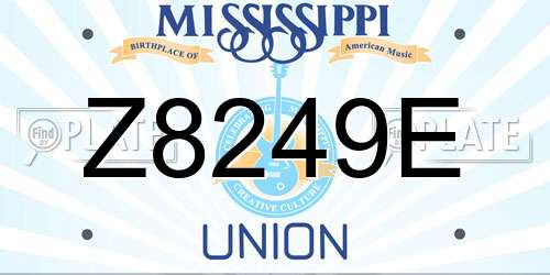 Z8249E Mississippi License Plate