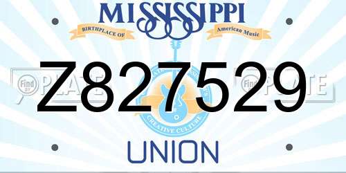 Z827529 Mississippi License Plate