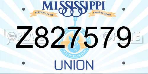 Z827579 Mississippi License Plate