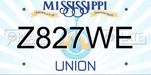 Z827WE Mississippi License Plate