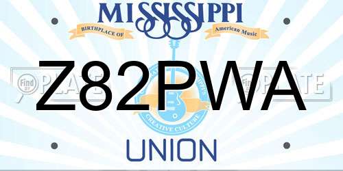 Z82PWA Mississippi License Plate