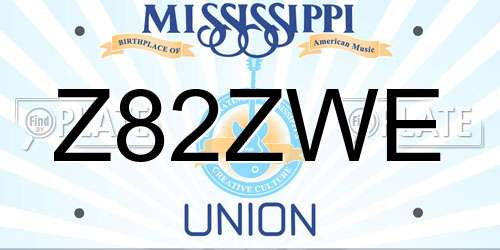 Z82ZWE Mississippi License Plate