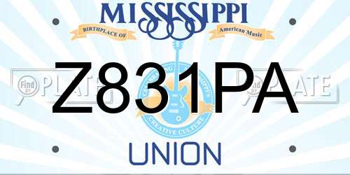 Z831PA Mississippi License Plate