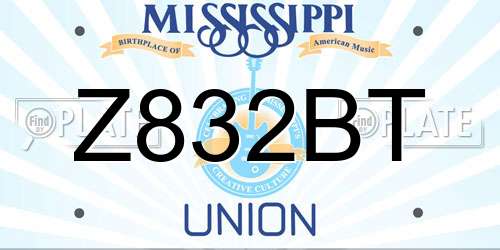 Z832BT Mississippi License Plate