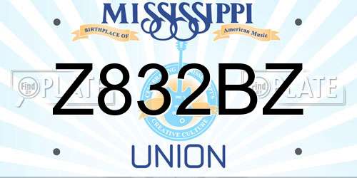 Z832BZ Mississippi License Plate