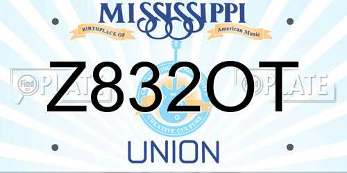 Z832OT Mississippi License Plate