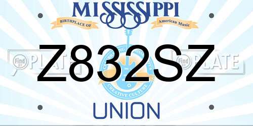 Z832SZ Mississippi License Plate