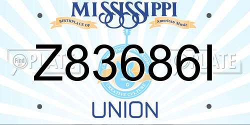 Z83686I Mississippi License Plate