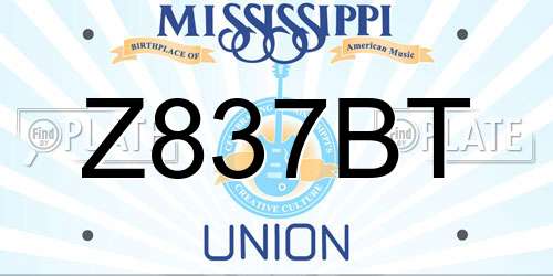 Z837BT Mississippi License Plate