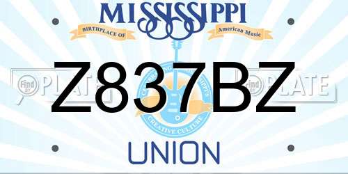 Z837BZ Mississippi License Plate