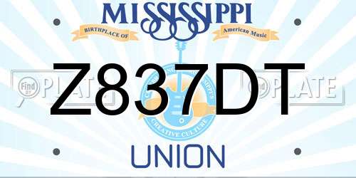 Z837DT Mississippi License Plate