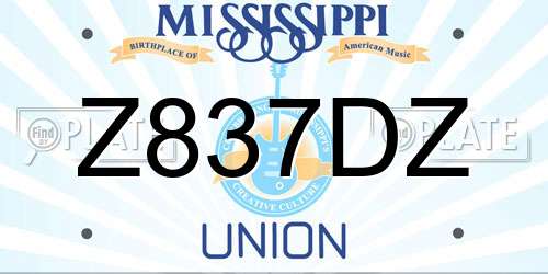 Z837DZ Mississippi License Plate