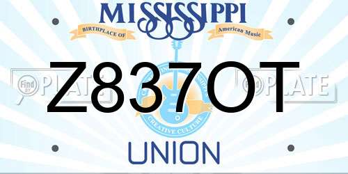 Z837OT Mississippi License Plate