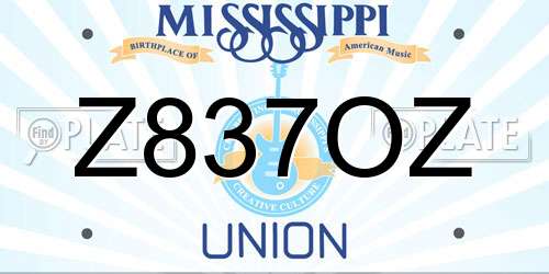 Z837OZ Mississippi License Plate