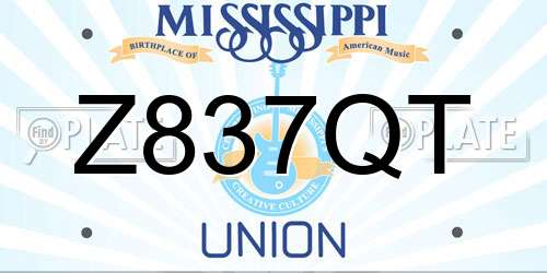 Z837QT Mississippi License Plate