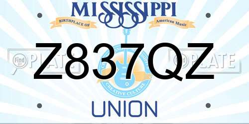 Z837QZ Mississippi License Plate
