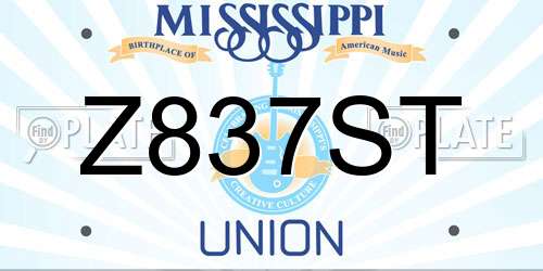 Z837ST Mississippi License Plate