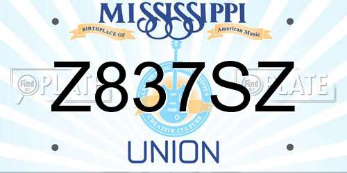 Z837SZ Mississippi License Plate