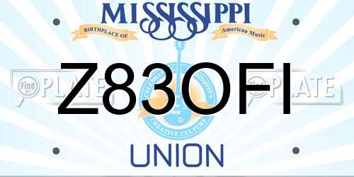 Z83OFI Mississippi License Plate