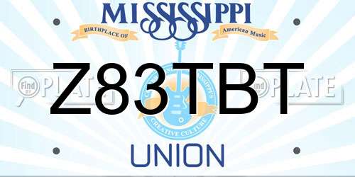 Z83TBT Mississippi License Plate