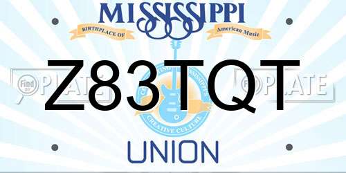 Z83TQT Mississippi License Plate