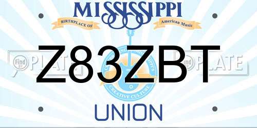 Z83ZBT Mississippi License Plate