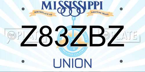 Z83ZBZ Mississippi License Plate