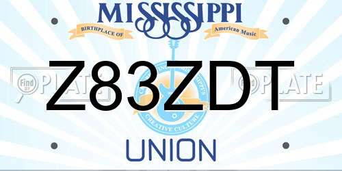 Z83ZDT Mississippi License Plate